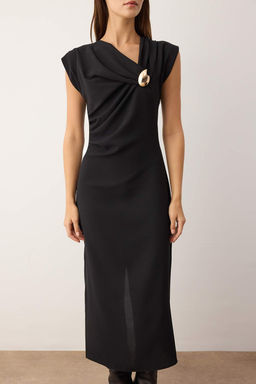 K?rm?z? Duz Aksesuar Detayl? Midi Dokuma Elbise TWOAW26EL00235 - Trendyolmilla фото 7