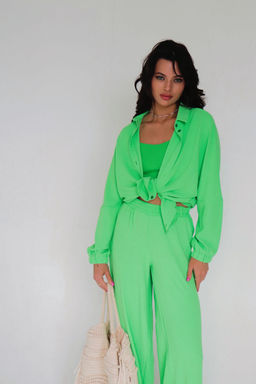 9979 Брюки-палаццо салатовые летние - Martichelli фото 16