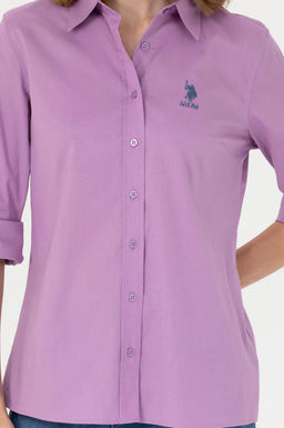 Женская сиреневая базовая рубашка с длинным рукавом - U.s. polo assn фото 20