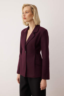 EXCLUSIVE Ozel Koleksiyon Bordo Fitted Kase Blazer Ceket TWOAW26BC00054 - Trendyolmilla фото 3