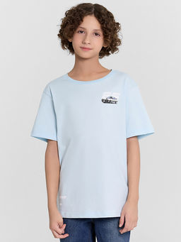 Футболка для мальчиков голубая с принтом