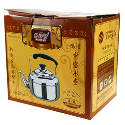 "Лампушка" Чайник из нержавеющей стали 1,8л, д16,5см h15см, с ситечком, со встроенным в крышку свистком, с ситечком, подвижная бакелитовая ручка, цветная коробка (Китай)