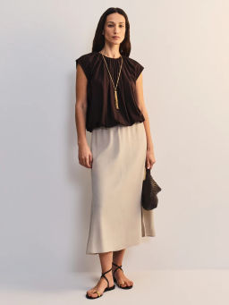 Юбка миди из вискозы и льна ZR2605013502-36 / Zarina