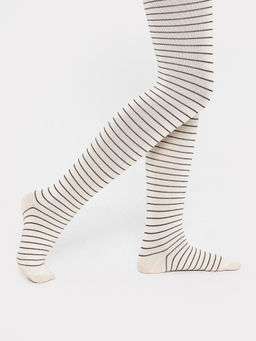 Цена за 3 пары! Колготки детские кремовые с рисунком в виде узких поперечных полосок - Mark formelle фото 3