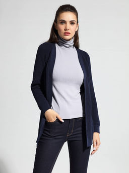 CONTE Удлиненный кардиган из итальянской пряжи с вискозой и хлопком LDK 076 dark navy