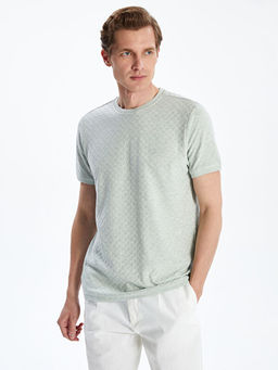 Bisiklet Yaka Merserize Bask?l? Erkek Ti??rt