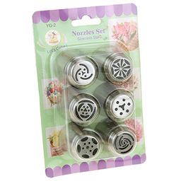 Кондитерский набор 6 предметов Букет: насадка из нержавеющей стали для кондитерского мешка д3,6х4см - 6 штук; в блистере (Китай) - Домашняя мода фото 2