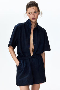 Pantal?n corto de algod?n con bordado ingl?s - H&m фото 4