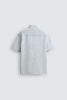 CAMISA REGULAR FIT ESTRUCTURA / Blanco / Celeste - Zara фото 8