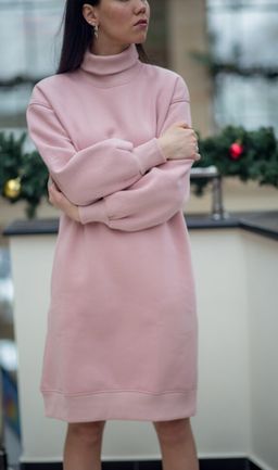 Платье утепленное футер 3хнитка начес пенье, пудра