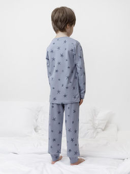 К 1637/серо-голубой,маленькие звезды пижама дет