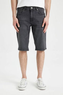 Regular Fit Jean Bermuda Sort