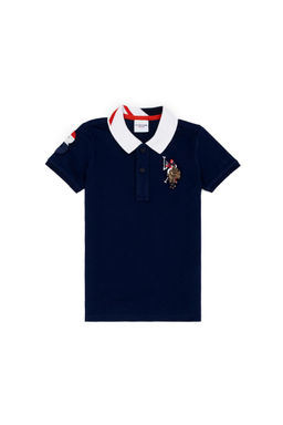 Темно-синяя базовая футболка с воротником-поло для мальчиков - U.s. polo assn фото 4