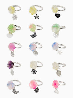 Цена за 36 шт. Кольцо «Выбражулька. Цветок фиалки», с подвеской, МИКС, безразмерное