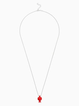 Кулон «Гранат» сочный, красный в серебре, L=80 см