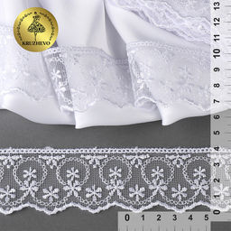 Кружево на сетке KRUZHEVO арт.TR.2560 шир.40мм цв.01 белый уп.9м