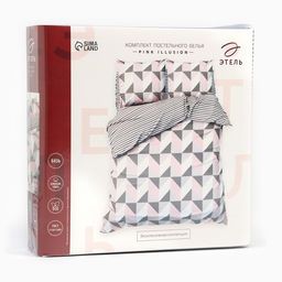 Постельное бельё Этель Евро Pink illusion 200х217 см, 220х240 см, 70х70 см - 2 шт, бязь 125 г/м2  фото 5