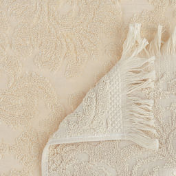 Полотенце махровое "Вензель" 34х75см, хлопок 100%, с бахромой, кремовый (Китай)