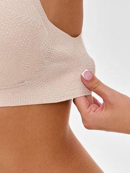 Бюстгальтер бесшовный бескаркасный кружевной Lingeamo бежевый ВТ-03 (4)  фото 7