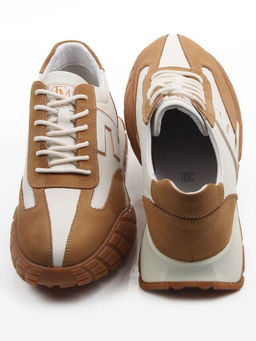 03-806-2 WHITE/LT. BROWN Кроссовки мужские (натуральная кожа) - Фабричный китай фото 11