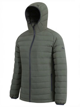 Куртка женская гибридная стёганая с капюшоном с графеновой подкладкой цвета хаки 9622_1Kh