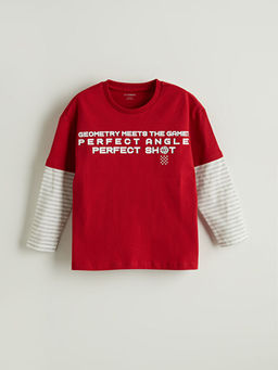 Bisiklet Yaka Yaz? Bask?l? Erkek ?ocuk Ti??rt