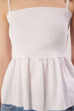 Trendyolmilla Siyah Pamuklu Poplin Detayl? Fitted Ask?l? Gipeli Esnek Orme Bluz TWOSS24BZ00393  фото 4