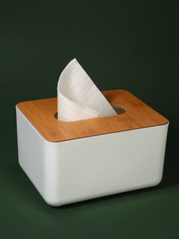 Органайзер для хранения салфеток BAMBOO, 17×13×9.5 см, белый, коричневый