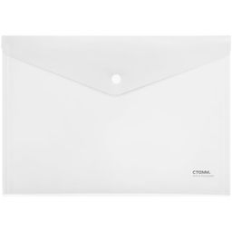 Цена за 3 шт. Папка с кнопкой А4 СТАММ прозрачная бесцветная (ММ-31292) 180 мкм