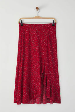 TRENDYOLMILLA K?rm?z? Bask?l? Buzgu Detayl? ve Volanl? Yuksek Bel Esnek Etek TWOSS21ET0029 фото 50