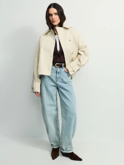 Хлопковый укороченный тренч оверсайз с капюшоном ZR2604102206-60 / Zarina  фото 2