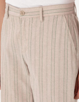 Haki Slim Fit Keten Kar___ml_ _izgili Dokuma _ort - Pierre cardin фото 5