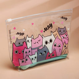 Цена за 2 шт. Косметичка из прозрачного PVC 21×2×14 см «Котики»