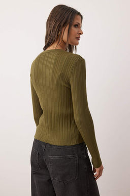 Haki 2li Fitilli Premium/Ozel Iplikli Yumusak Dokulu Triko H?rka-Bluz Tak?m TWOAW26HI00003