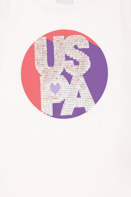 U. S. Polo Assn / Футболка цвета экрю для девочек с круглым вырезом - U.s. polo assn фото 4