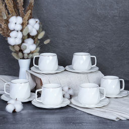 Чайный набор 12 предметов 220 мл витая форма А / CH03-12G 220 /уп 8/ костяной фарфор - Галеонтрейд фото 3