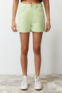TRENDYOLMILLA Ekru Pacas? Katlamal? Yuksek Bel Denim Sort TWOSS20SR0231  фото 18