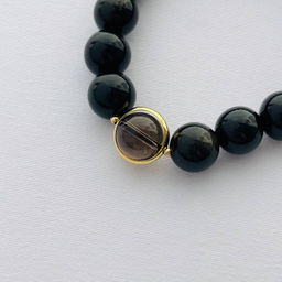 Браслет из золотистого Обсидиана с Раухтопазом 18 см