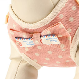 Комплект с мягкой шлейкой Горох, размер М, поводок 120 х 1,5 см, ОГ 34-66 см, розовый - Пижон фото 4