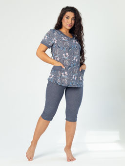 Костюм женский кулирка с бриджами БАРЫНЯ ГОЛУБОЙ