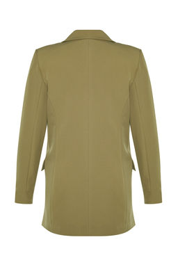 Ac?k Haki Regular Astarl? Kruvaze Kapama Dokuma Blazer Ceket TWOSS20CE0059