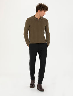 Siyah Arm_rl_ Slim Fit Kanvas Pantolon