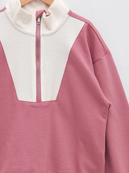 Yar?m Bal?k?? Yaka Renk Bloklu Uzun Kollu K?z ?ocuk Sweatshirt - Waikiki фото 3