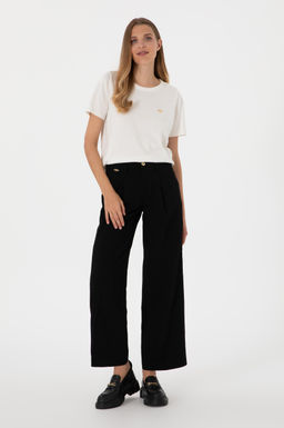 Kad_n Siyah Kanvas Pantolon Sepette S_rpriz _ndirim