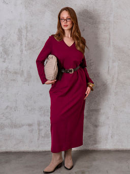 Платье женское с длинным рукавом Марсала