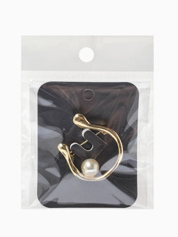 Брошь «Подкова», с бусиной №10, цвет белый в золоте