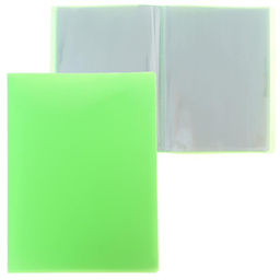 Папка с 30 вкладышами А4, 500 мкм, Calligrata, неон, салатовая