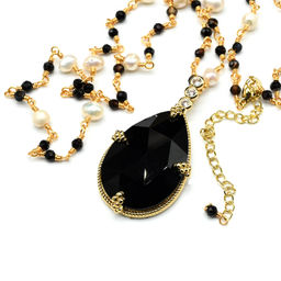 Бусы с подвеской Капля из лабрадора, 78см - Радуга камня фото 5