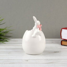 Фигурка кашпо белое Кролик 9х10х15 см / 19182-1W /уп 36/Пасха - ГалеонТрейд фото 3