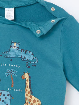 Bisiklet Yaka Bask?l? Erkek Bebek Sweatshirt - Waikiki фото 3